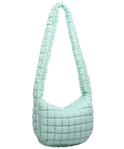 Puffy Quilted Nylon Shoulder bag Hobo NQ130 GREEN